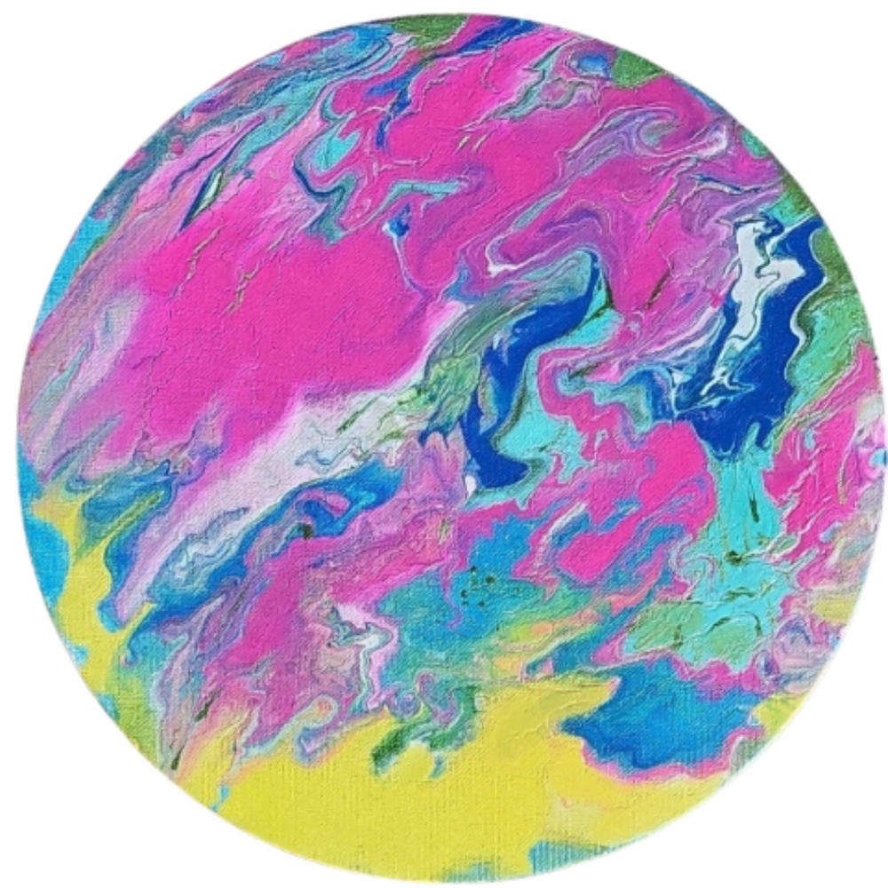 Hand Crafted Abstract Design Round 12 x 12 Inches Canvas Painting - Picture 2 of 4
